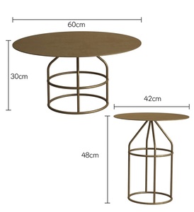 أنيق الحد الأدنى مجموعة من 2 الحديثة جولة الذهب معدن طاولة القهوة لغرفة المعيشة طاولة جانبية - Product Image 5