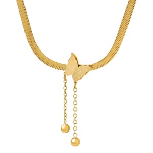 Delicate Tassel Snake <b>Chain</b> Necklace <b>Titanium</b> Stainless Steel Butterfly Gold Plated Necklace - Product Image 2