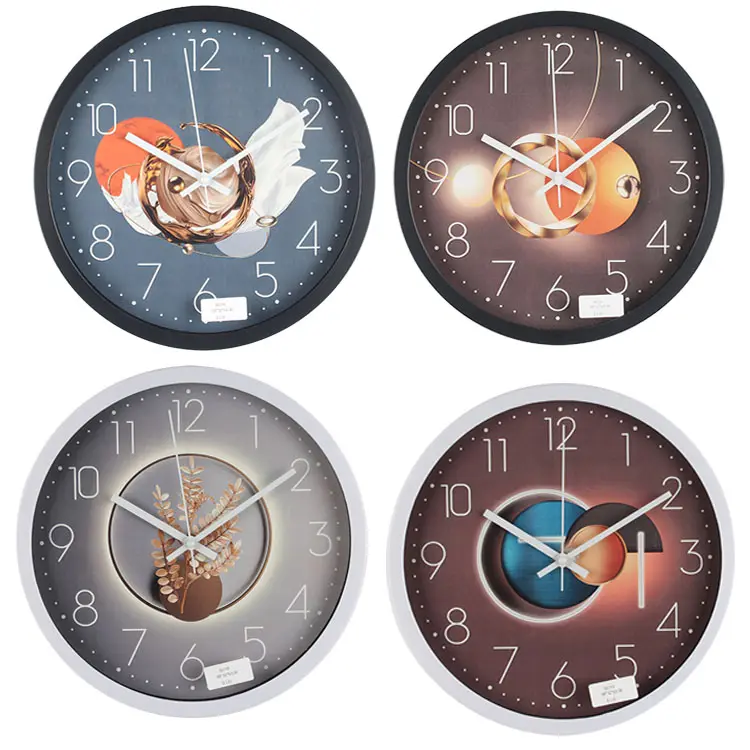 Home Product 12 Inch Living Room Decorative Mounted Wall Clock Plasticwall Clock