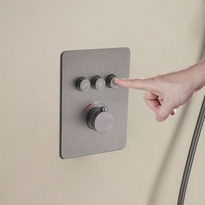 Mezclador de Agua Fría y Caliente Xinxi, Empotrado en Pared, de Cobre Cromado, con Botón de Presión y Pantalla Digital, Ducha de Lujo Ligera FL-6056, Diseño Minimalista - Product Image 3