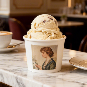 Gobelets en papier personnalisés imprimés, jetables, biodégradables, de qualité alimentaire, pour crème glacée et pouding - Product Image 1