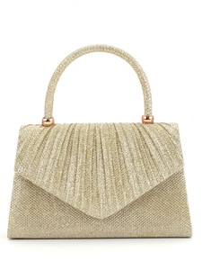 Pleated Glitter Evening <b>Clutch</b> Bag, Luxury Women's Sparkly Top Handle Handbag, Elegant Envelope Purse for <b>Wedding</b> & Party - Product Image 3