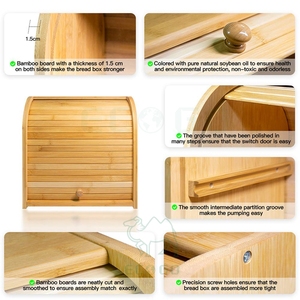 Bamboo Bread <b>Box</b>, 2 Layer Rolltop Bread Bin for Kitchen, <b>Large</b> Capacity <b>Wooden</b> Bread Storage Holder - Product Image 2