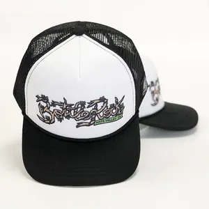 Benutzer definierte hochwertige strukturierte 5 Panel Mesh Cap Custom ized Printed Logo Schaum Mesh Trucker Hut