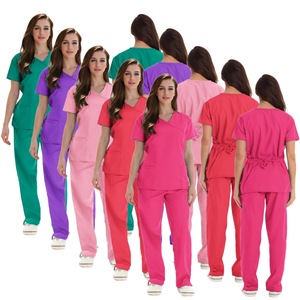 Women's Short Sleeve Stretch Scrub Suit Set Moisture Wicking Hospital Uniforms For Medical Beauty Use - Product Image 1
