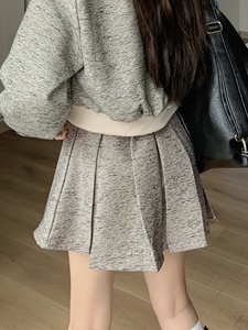 Abiti da donna autunno <span class=keywords><strong>WinterSet</strong></span> stile francese nuovo colore a contrasto grazioso giacca Casual gonna a pieghe a vita alta - Product Image 2