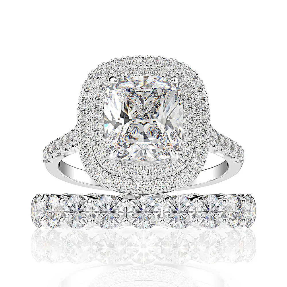 Anel de dedo para mulheres 2020, prata esterlina, noivado, micro pave, diamante, conjunto de anel de casamento, novo design, 925