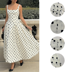 Nuovi Arrivi Estivi: Abito Vintage da Donna Stile Francese <span class=keywords><strong>a</strong></span> <span class=keywords><strong>Pois</strong></span> con Colletto Quadrato, Vita Alta, Pieghe e Cerniere, Elegante e Modesto - Product Image 4