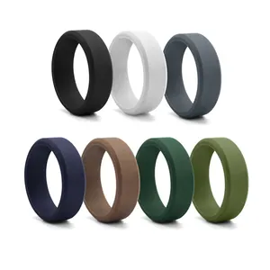 Fashionable silicone wedding rings, finger band, debossed embossed logos sport ring for men and women