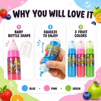 Bonbons liquides en forme de biberon à presser, 3 couleurs vives, sirop de fruits, sirop de lait, sucre, confiserie pour enfants