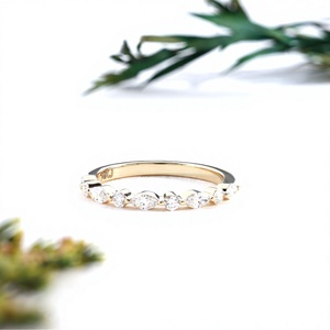 Eternity <b>Ring</b> Full Bezel Setting Yellow Gold <b>Stacking</b> Wedding Band Square Bridal Fine Jewelry <b>Ring</b> - Product Image 1
