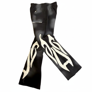 2024 hommes Vintage Streetwear Stretch détresse pantalon personnalisé imprimé respirant 100% coton homme Flare pantalon pour hommes - Product Image 1