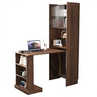 Bureau pliant moderne mural, gain de place, rangement avec étagères, portes coulissantes en verre, compartiments