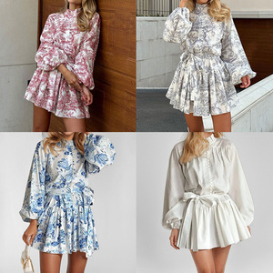 2026 Nuevo Vestido de Mujer Elegante y Sofisticado de Manga Larga con Cordones, Estilo Chino, Estampado, Poliéster, Corte en A, ODM - Product Image 3