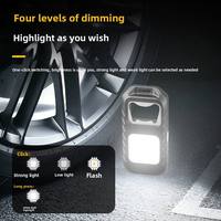 Mini ouvre-bouteille COB, lampe de travail, lampe torche, aimant à l'arrière, rechargeable par USB, 4 modes d'éclairage, 250 lumens, lampe torche à LED pour porte-clés