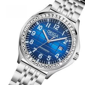 Reloj de pulsera para hombre con calendario y diamantes incrustados - Acero sólido - Elegante - Uso empresarial - Venta al por mayor de fábrica - Reloj de cuarzo con diseño a cuadros - Product Image 4