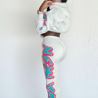 Ensemble sweat à capuche et jogging pour femme NEOHOPE, en molleton de coton blanc de haute qualité, brodé et embossé, grandes tailles