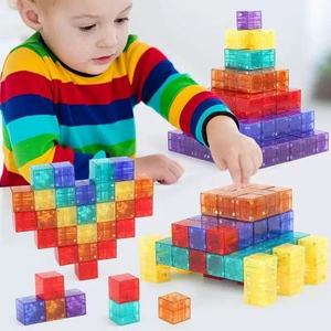 Jouets éducatifs <span class=keywords><strong>élémentaire</strong></span>s empilables 2cm Transparent solide bricolage plastique Force aimant CubeToys - Product Image 2