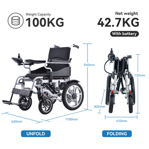 J & J Mobility Mobility Fauteuil roulant en acier poudré Matériel médical Fauteuil roulant électrique intelligent pliant <span class=keywords><strong>L107</strong></span> - Product Image 3