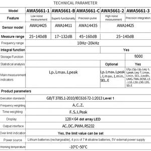 Sonmètre numérique AWA5661, sonomètre, 160 dB, mesure du bruit - Product Image 6