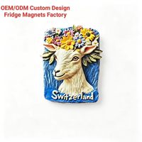Aimant de réfrigérateur personnalisé en résine 3D, chèvre suisse, impression UV, autocollant animal pour réfrigérateur, cadeau de voyage, souvenir artisanal