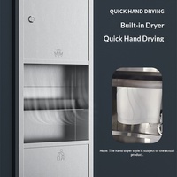 Distributeur de serviettes murale 3-en-1 en acier inoxydable, design moderne et minimaliste, avec poubelle intégrée et support pour serviettes, idéal pour salle de bain d'hôtel