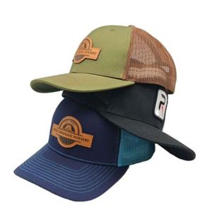 Wholesale Custom Adult 6 Panel Leather Patch Logo Mesh <b>Snap</b> Back Plain 112 Trucker <b>Cap</b> Hat - Product Image 1