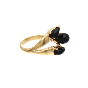 Hermoso Regalo para Ella, Anillo Delicado de Ónice Negro, Chapado en Oro, para Uso Diario, Ajustable - Product Image 1