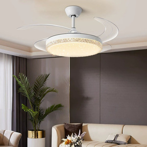 Quạt trần đèn tích hợp 42 inch, động cơ DC, 4 cánh nhựa thu vào, màu đen, mạnh mẽ, điều khiển từ xa bằng Bluetooth, có đèn - Product Image 2