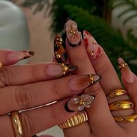 Uñas Postizas Acrílicas de Alta Calidad, Forma Almendrada Cuadrada, Cobertura Completa, con Pegamento, Reutilizables, con Logotipo Personalizado, Listas para Usar