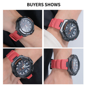 Bracelet en caoutchouc compatible KXO-J07 pour montre homme <span class=keywords><strong>Casio</strong></span> SGW-100/200/300 avec boucle en silicone - Style sport, taille unique - Product Image 3