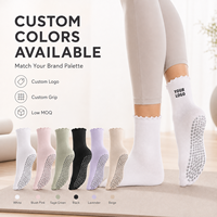 Chaussettes antidérapantes personnalisées avec logo pour femmes, chaussettes de yoga et de pilates, silicone antidérapant, respirantes, en coton, faible MOQ, directement de l'usine