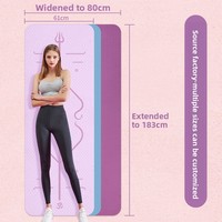TPE Yoga-Matte mit Ausrichtungslinien, Einzel-/Zweifarboptionen, 6,8 mm Dicke, Rutschfest, Verstärkt, Verbreitert, Springseil-Matte, Anpassbar