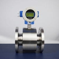 Digital Electromagnetic Flow Meter 304 Stainless Steel Flange PTFE Liner Integrated Converter Panel LCD for Water Treatment