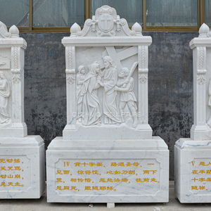 Piedra Natural religiosa personalizada para exteriores, tallado a mano, Calvario de mármol blanco de 14 estaciones, estatua de Jesús - Product Image 4