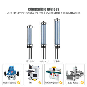 1/2 pouces et 12mm tige ronde 3 lames mèche de toupie <span class=keywords><strong>19mm</strong></span> Dia Double roulement affleurant coupe droite gravure outils de travail du bois - Product Image 4