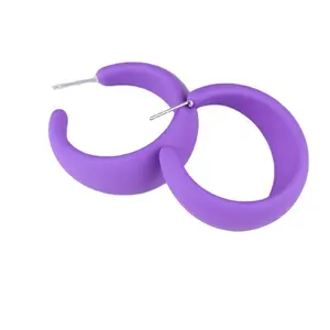 Prêt à expédier simple cuisson peinture C cercle géométrique boucles d'oreilles boucles d'oreilles couleur bonbon exagéré acrylique boucles d'oreilles pour les femmes