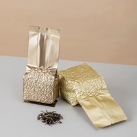 Kemasan Vakum Teh 100g 200g, Kemasan Foil Emas Beige, Kantong Kopi Gusset Samping, Kantong Plastik untuk Susu Bubuk, Teh Hijau, Biskuit