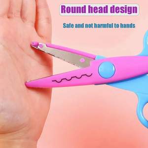 Tijeras Decorativas en Zig Zag, Tijeras de Seguridad para Niños con Punta Redondeada, Tijeras Suaves para Manualidades Escolares, para Cortar Papel - Product Image 5