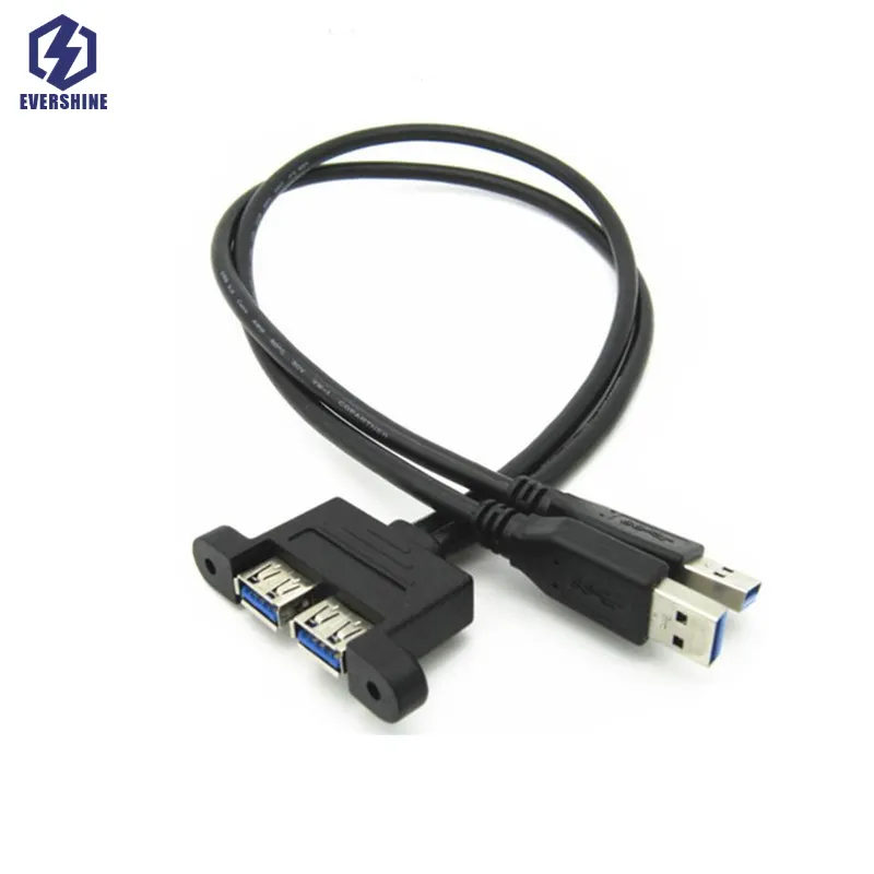 Farsoe kabel pasang Panel female, 3.0 A Male ke Dual USB 3.0 A female