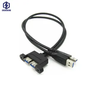 FARSINCE Dual USB 3,0 A macho a Dual USB 3,0 A hembra Cable de montaje en panel