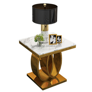Best Selling Home Living Room Furniture square Small Stainless Steel Side Coffee <strong>Table</strong> Marble Top End <strong>Table</strong> for Sofa Set - Product Image 1