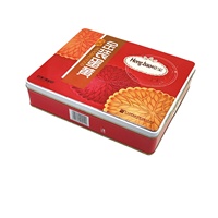 Rectangle rouge attrayant et durable mi automne cadeau boîte en fer blanc JH lune gâteau Biscuit biscuits boîtes en métal