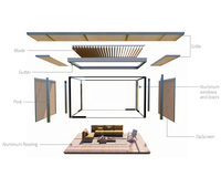 Pergola personnalisée rétractable en alliage d'aluminium Bioclimatique Caractéristiques imperméables et coupe-vent Cadre durable à revêtement en poudre pour l'extérieur