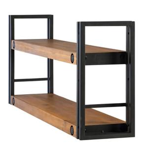 Modern Small Industrial Bookshelf for Living Room/Bedroom <b>Wood</b> Metal Rustic Oak 2 Shelf <b>Bookcase</b> and Book Shelves - Product Image 6