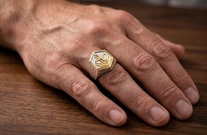 DIVYORO Gold Plated Fashion Jewelry <b>Men</b> <b>Ring</b> Copper and Brass Classic Statement Finger <b>Ring</b> Premium Design for Casual and Formal - Product Image 3
