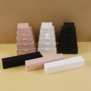 Custom Logo Simple Square Cardboard Jewelry <b>Storage</b> Box Plain Pattern Thin Slide for Bracelet Earring <b>Ring</b> Pendant Gift - Product Image 1