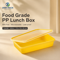 Boîte de préparation de repas carrée en PP de qualité alimentaire de 500 ml, compatible micro-ondes, pour pizza, hamburger, gelée - Couvercle verrouillable jetable, sans BPA, passe au lave-vaisselle