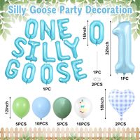 Lot de 46 pièces bleu rose pour fête de révélation du sexe, comprenant un ensemble de ballons lettres « Silly Goose » pour la décoration de la fête du 1er anniversaire de bébé