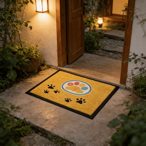 Tapis d'entrée à logo haute visibilité, tufté, à poils longs, antidérapant, résistant à la décoloration, personnalisable (logo et dimensions) pour la promotion de marque - Product Image 1